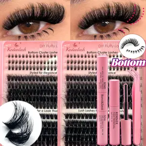(D Curl 100D+120D +5-7mm Bottom Cluster Lashes)120D/100D 3D Thick Lash Clusters10-18mm Faux Mink Eyelash Clusters,With 5mm/6mm/7mm Bottom Lashes DIY Cluster Eyelash Tray, Like Lash Extension Cluster Eyelash Extensions, Mixed Lengths Volume Lash Clusters