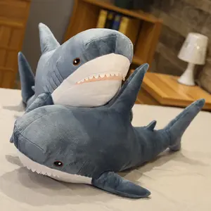 45/60cm Cute Shark Plush Toy Soft Stuffed Animal Reading Pillow Cushion Doll Kids Birthday Gifts