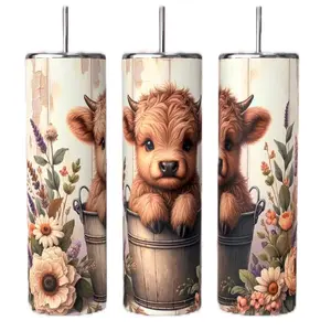 Highland cow tumbler cup