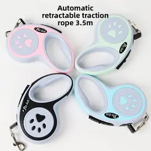 New cute paw print automatic retractable dog leash, portable and practical for outdoor pet walking
