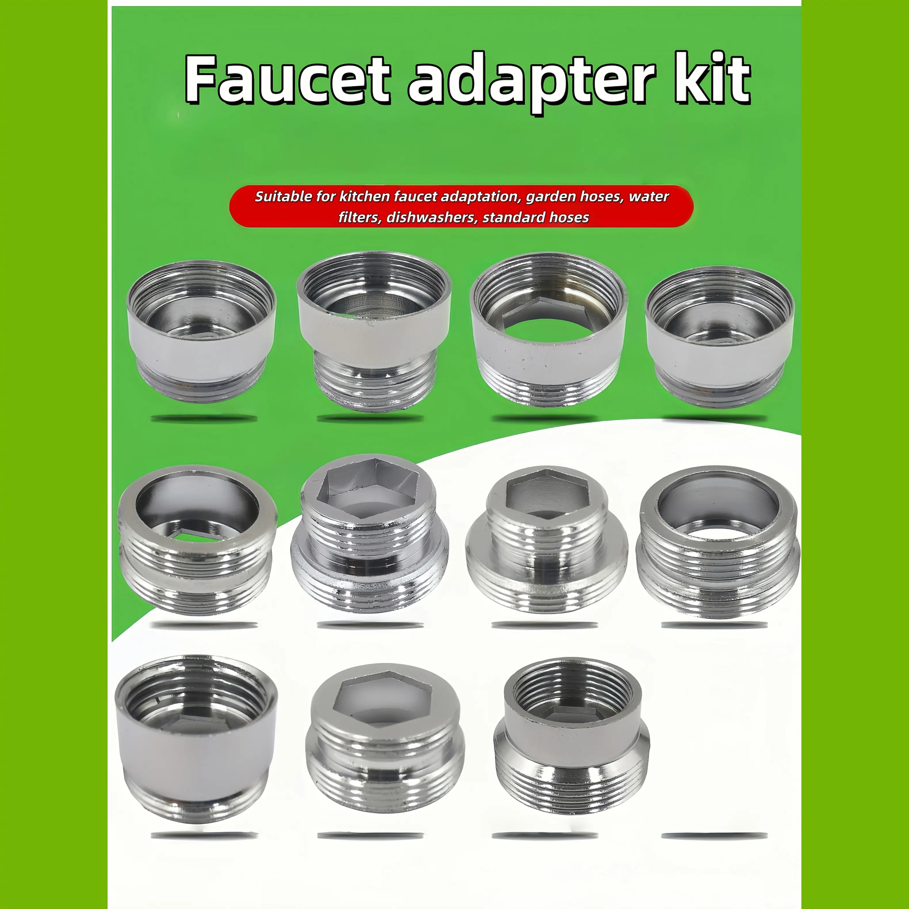 11pcs Faucet Adapter Kit, Kitchen Sink Aerator Adapter Female to Male for Water Filter, Bathroom Faucet Adapter