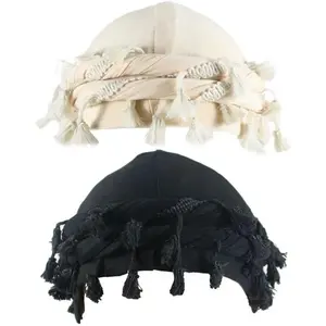 2pcs Turban for Men Women Satin Lined Durag Head Wrap Vintage Modal Twist Halo Turban with Tassel