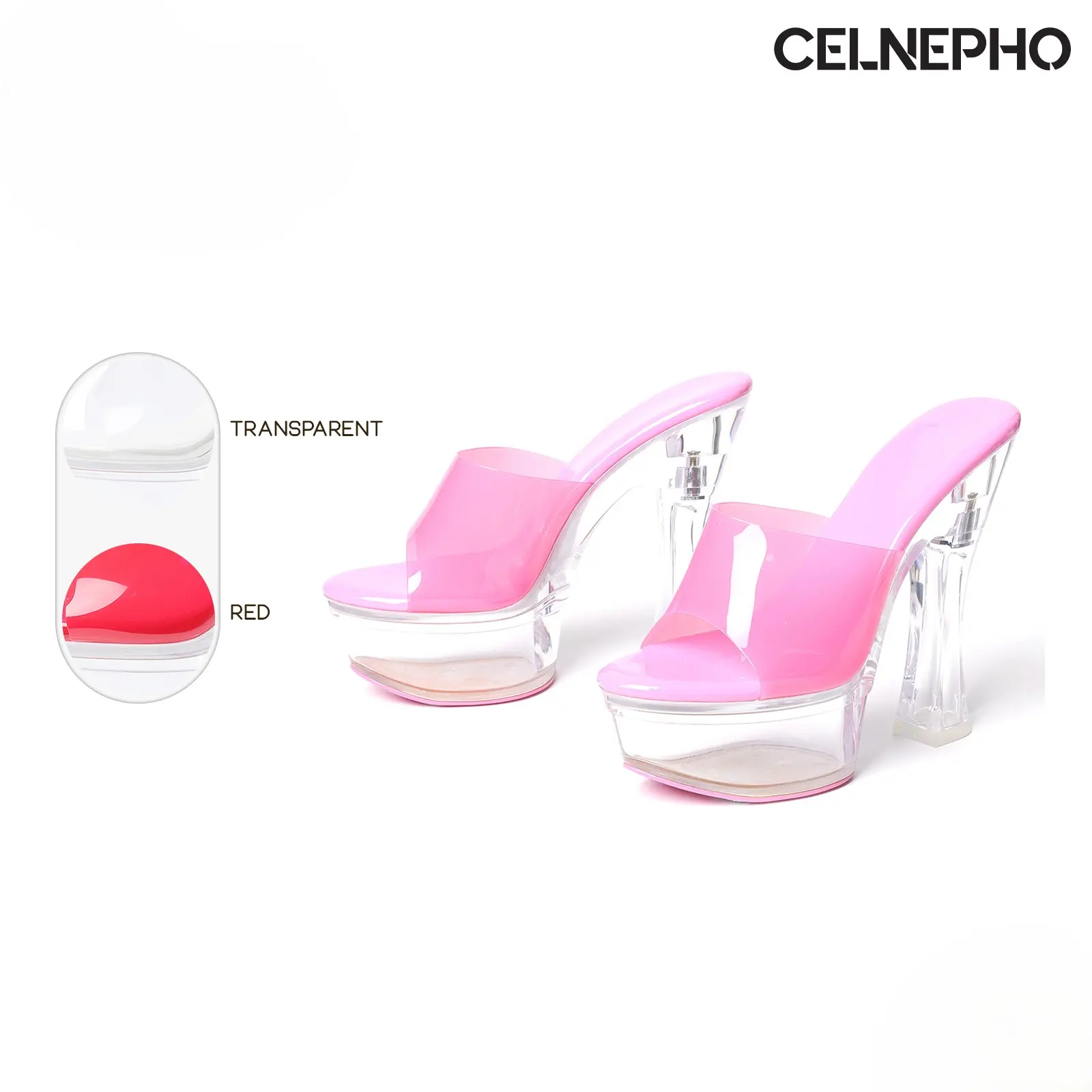 CELNEPHO Womens Pleaser Heels Elegent Heeled Sandals Open Round Toe Stiletto High Heel Comfy Easy Slip on Y2K Summer Sandal Stripper Heels Transparent Platform Wedding Prom Party Work Casual Pole Dancing Special Occasion Date Fashion Trendy Dressy Shoes