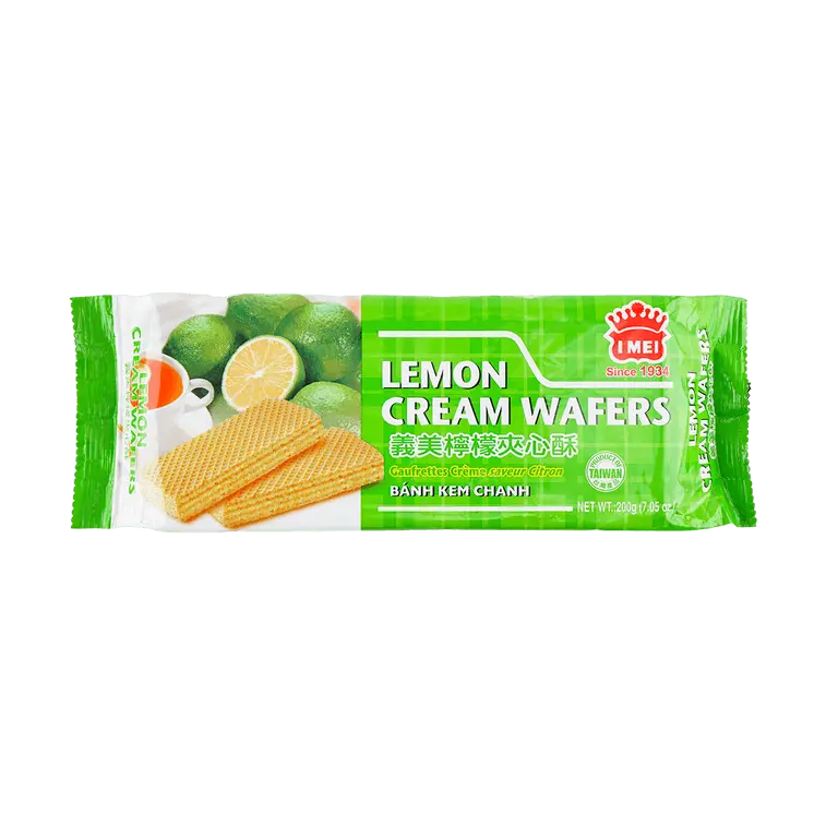 IMEI Crunchy Lemon Cream-Filled Wafer Snacks, Refreshing Coffee-Paired Sweet Treat for All Ages - 200g