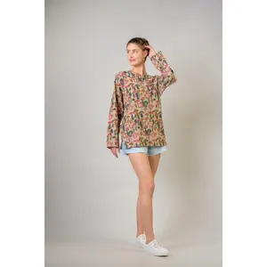 Rhea Mushroom Spots Sleeved Top