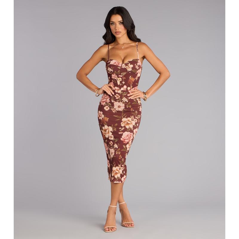 Fall Romance Mesh Midi Dress