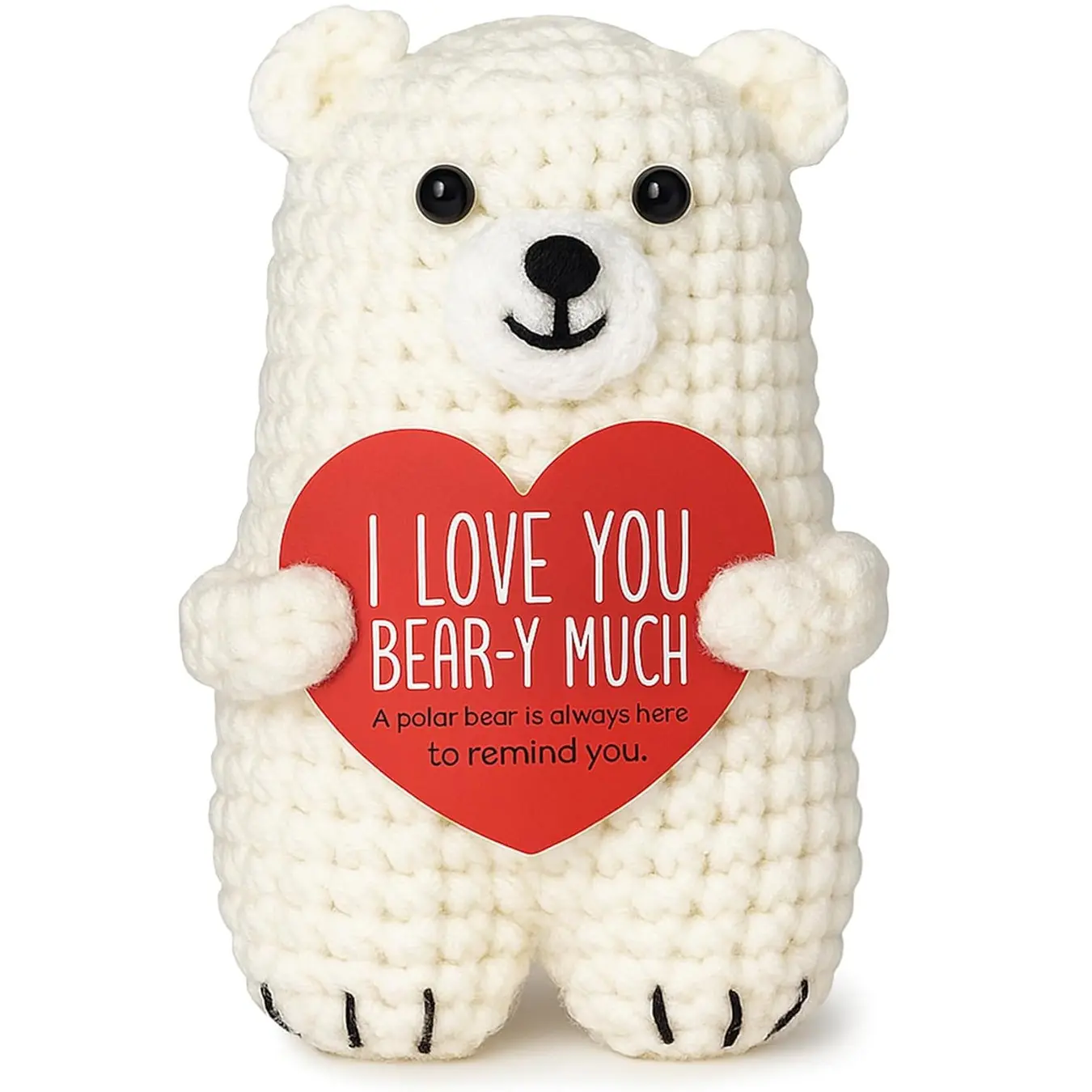 Valentines Day Gifts for Him Her Boyfriend Girlfriend, Handmade Crochet Polar Bear, Wedding Anniversary Birthday Gift for Women Men, Romantic Stocking Stuffers I Love You Gift for Couples Wife Husband