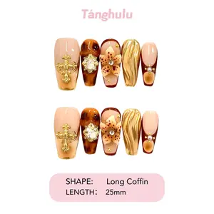 Tanghulu Nails- AUTUMN LUXE Collection/ Handmade Press On Nails/ Coffin / Long 25mm