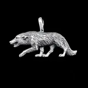 Sterling Silver Stalking Wolf Pendant