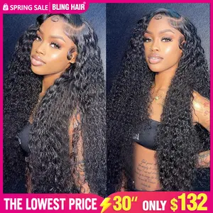 Bling Hair 13x6 Water Wave Lace Frontal Wig Hd Lace Wigs Water Wave Curly Human Hair Wig Lace Front Wig Real Human Hair SpringStatements