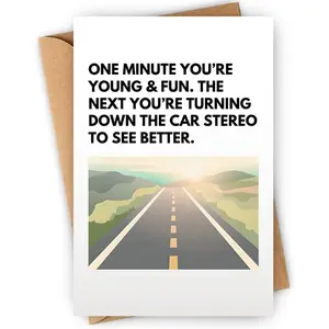 Funny Birthday Card with Envelope, Positive Message Card, 1/3/5 Counts Road Pattern Greeting Card, Birthday Gift for Friend & Family