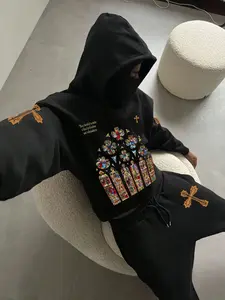 Men's Fashion Casual Two-Piece Set, Graphic Hoodie and Drawstring Wide Leg Pants, Spring Fall Winter Sports Wear, Loose Street Style