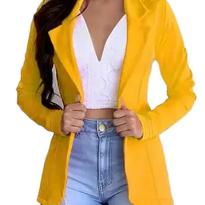 Women's Yellow Blazer Jacket - Perfect for Any Occasion - Womenswear, Suit Long Sleeve casual coat
