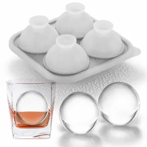 3D Ball Ice Maker Mold, 2.4" Large Sphere Round Ice Cube Mold for Cocktails, Whiskey, Bourbon Gifts for Men Fandom, Whiskey Ice Cube Mold for Cocktails,Brandy, Whiskey Gifts for Men Nerds & Geeks
