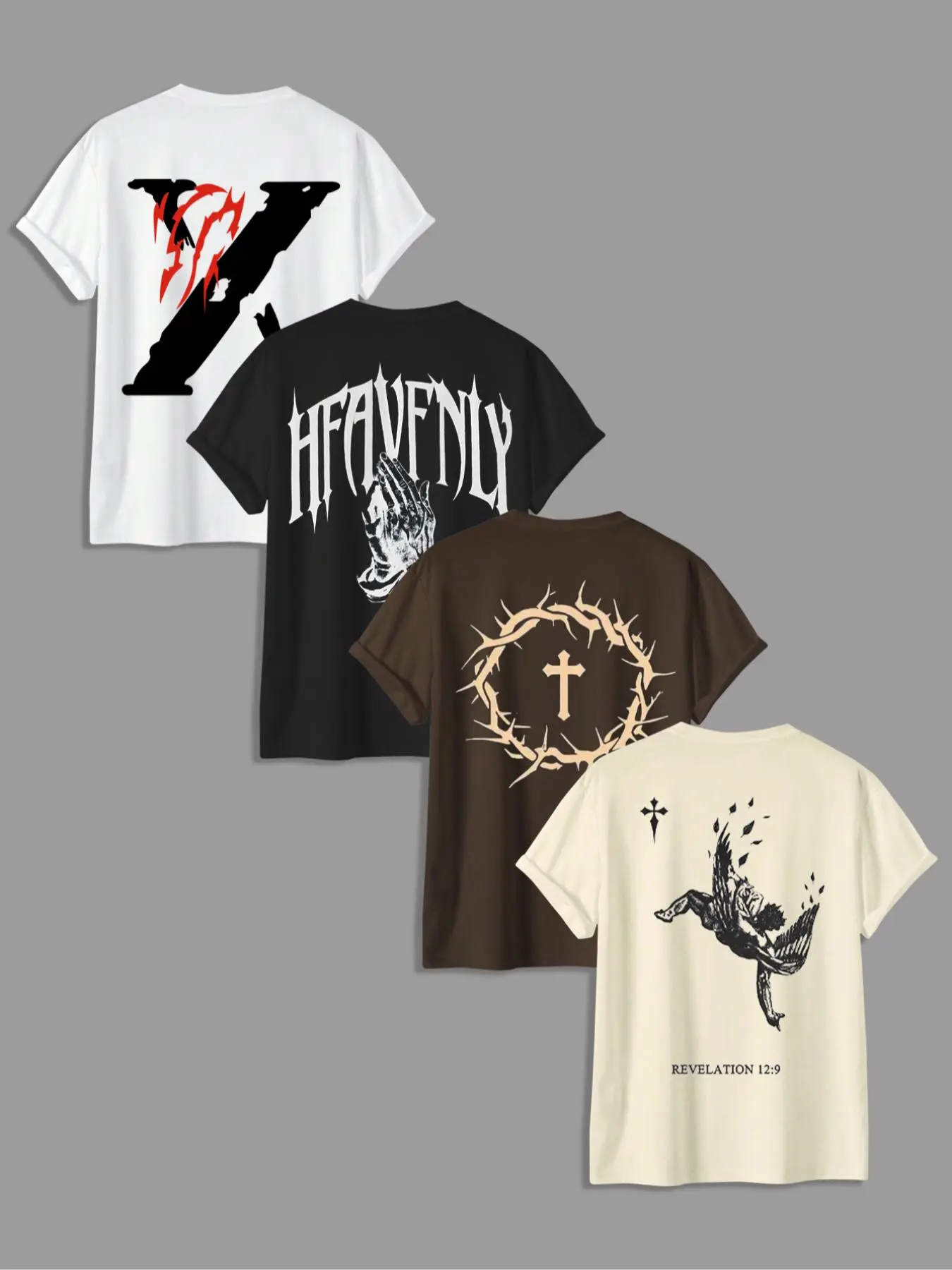 Men's Letter & Cross Graphic Print Round Neck Casual Style Tee, Regular Fit Casual Street Short Sleeve Jersey T-shirt for Summer, Men's Top for Daily Wear