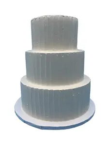 FromJennWithLove 3 Tier Ivory Fake Cake 12" Tall for Weddings & Events, Lightweight Reusable Ready-to-Decorate Display Cake Made in USA