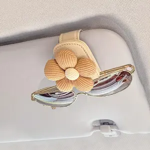 Flower Design Magnetic Glasses Clip, Car Sunshade Holder, Multi-functional Ticket Holder, Exquisite and Compact, Easy Installation, for Women Car Accessories