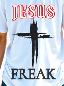 Jesus Freak Tshirt - All Seasons Clothing Item with Jesus Freak Design 50/50 COTTON POLYBLEND Tee Shirt Menswear Top Man Crewneck Streetwear TRENDY GRUNGE Casual