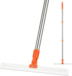 20" Rubber Floor Squeegee with 48" Long Handle Scraper for Concrete Tile Metal Garage Shower Commercial Scrubber Mop Adjustable Telescopic Handle