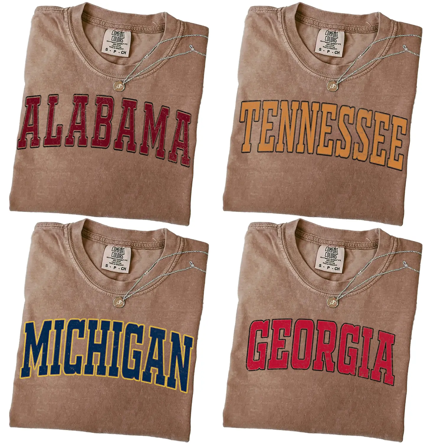 Comfort Colors Espresso Varsity College T-Shirt – Vintage Distressed Athletic Tee, Unisex Classic Cotton Shirt, Casual Outfit, Gift for College Fans