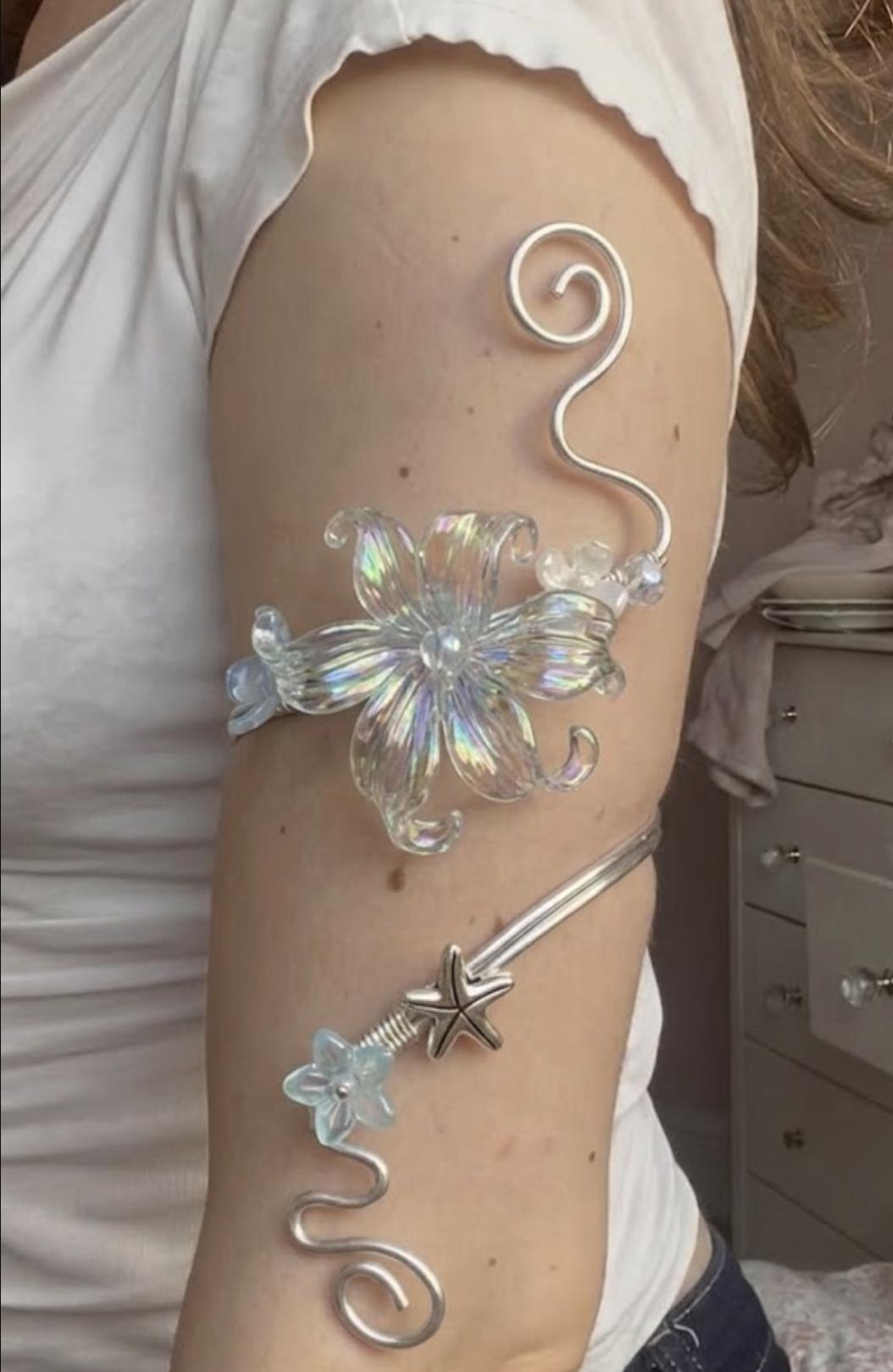 Blue Starlet Blossom Cottagecore Arm Cuff Soft Girl Handmade Summer Aesthetic Jewelry Blue Starlet Blossom Cottagecore Arm Cuff Soft Girl Handmade Summer Aesthetic Jewelry