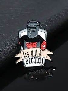 [Humorous Cartoon Pin] Halloween 1pc Cartoon Enamel Lapel Pin - Tis But a Scratch, Zinc Alloy Versatile Brooch, Fun Accessory for Backpacks, Briefcases & Clothing Accessories, Mixed Colors, Black Cat & Bat Design