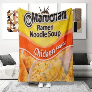 Ultra-Soft Flannel Printed Woolen Blanket, Maruchan Ramen Design, Perfect Gift for All Seasons, Cozy & Skin-Friendly, Home & Holiday Essential