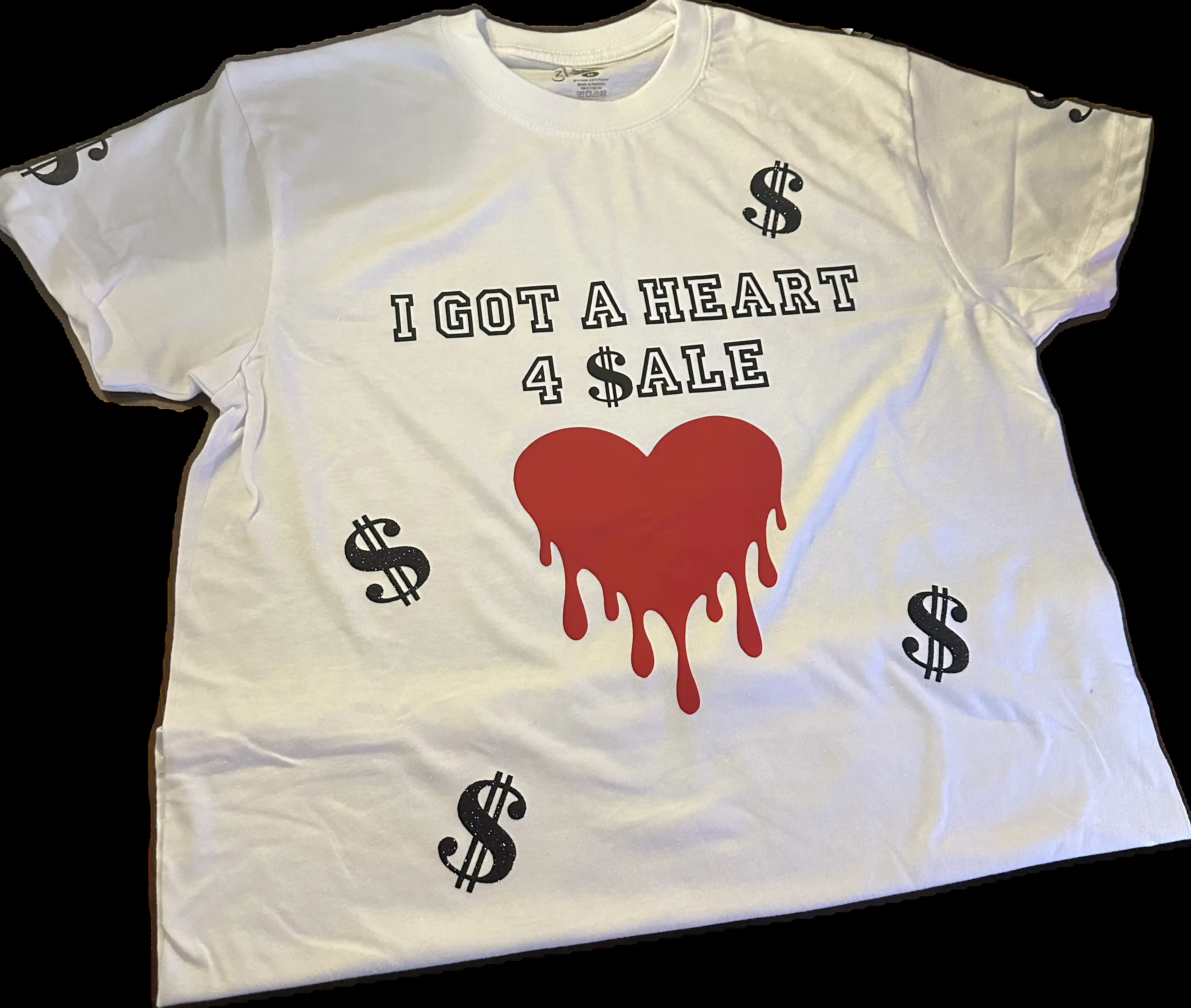 Heart 4 Sale White Cotton Crew Neck Gman T-Shirt