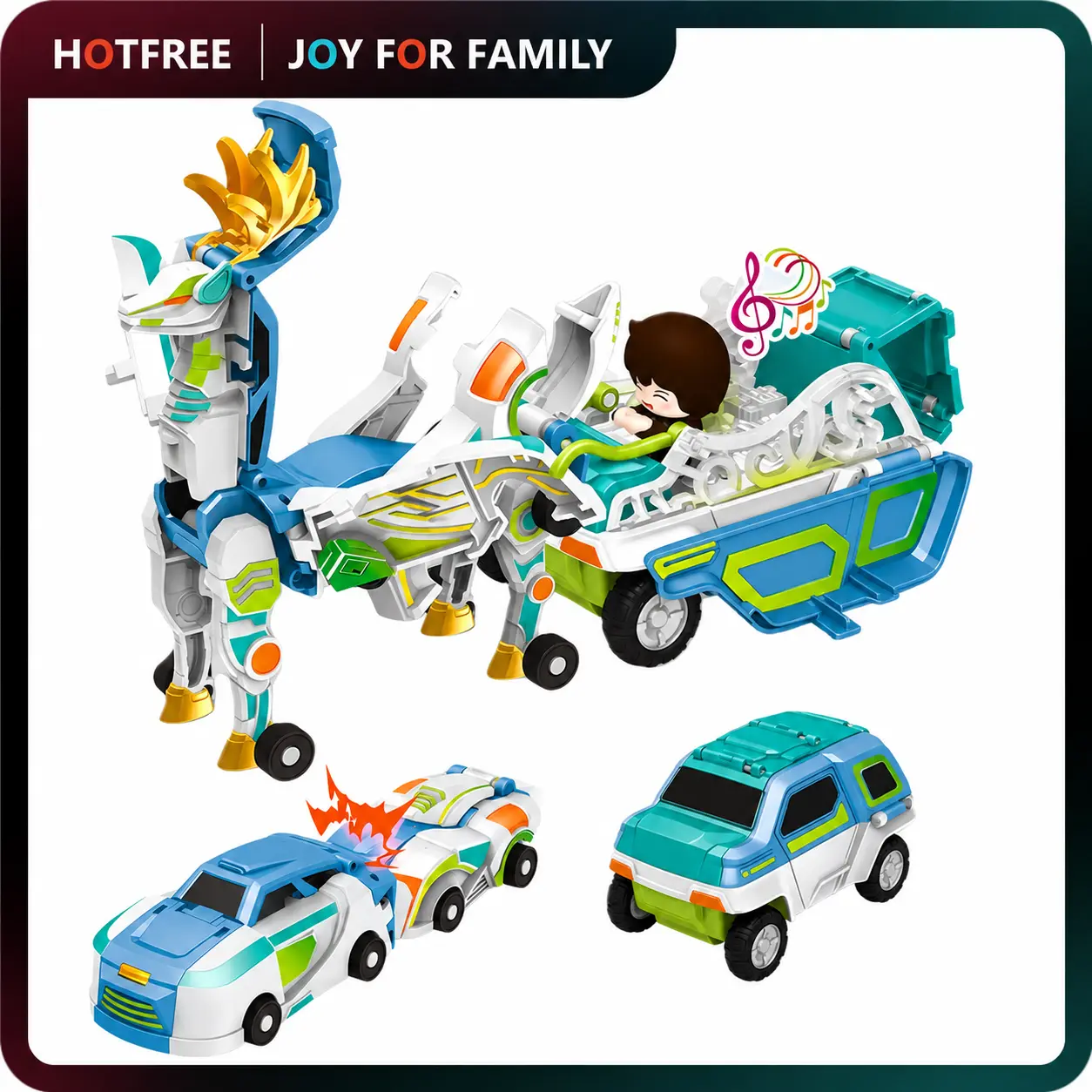 Hotfree Magic Magnetic Dinosaur & Unicorn & Deer Transformer Car, 2-in-1 Auto-Transform Toy for Kids – Fun STEM Gift, Birthday & Christmas Gift for Boys & Girls Dragon Design