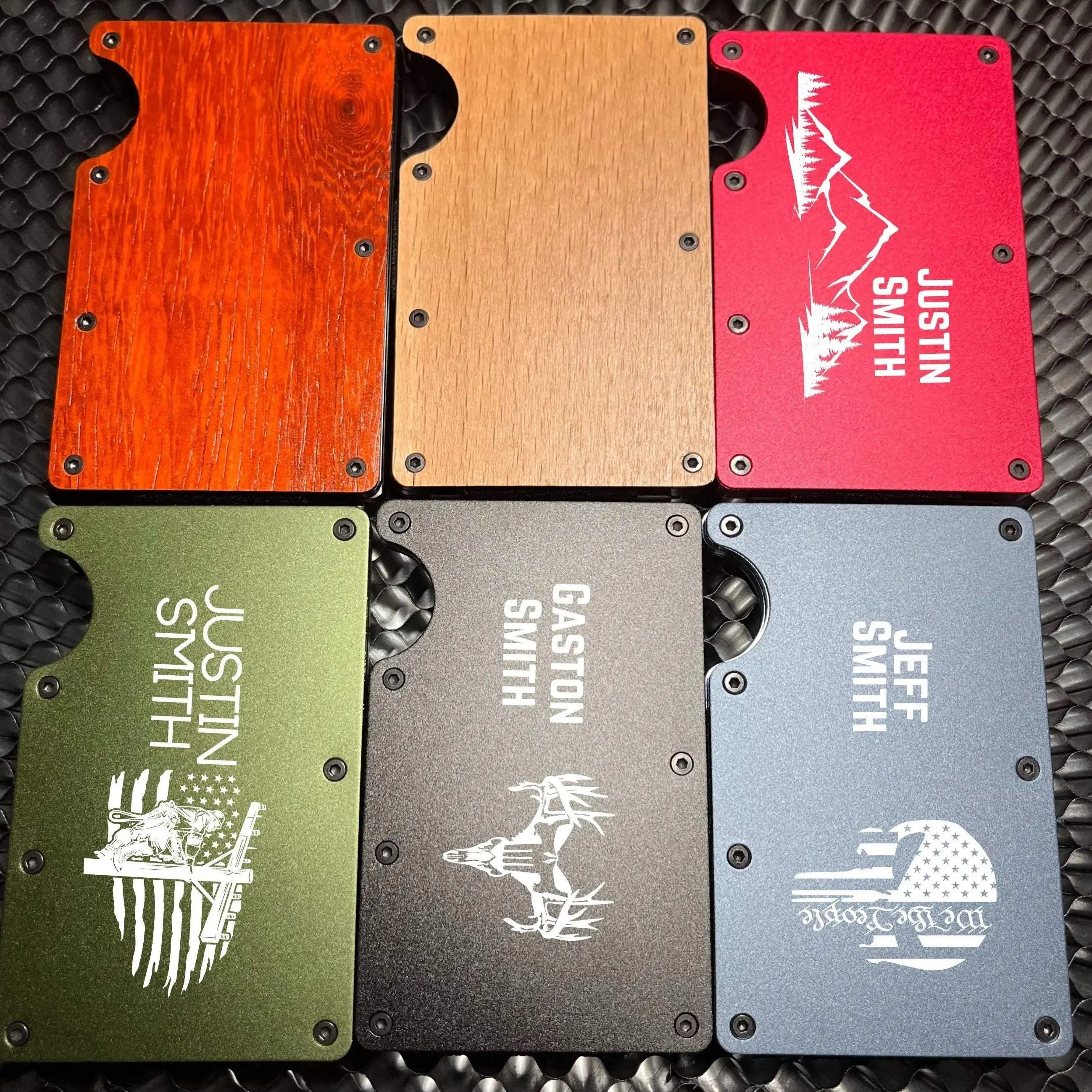 Aluminum Metal Minimalist Wallet Engraved With Custom Artwork Great For Gifts