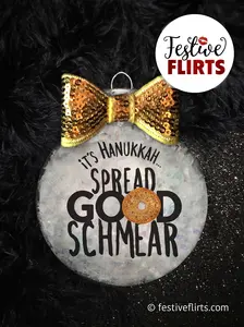 Bagel Schmear Hanukkah Ornament or Wine Bottle Gift Bag, Funny Jewish Holiday Decor, Hanukkah Bush Decoration, Insulated Wine Tote