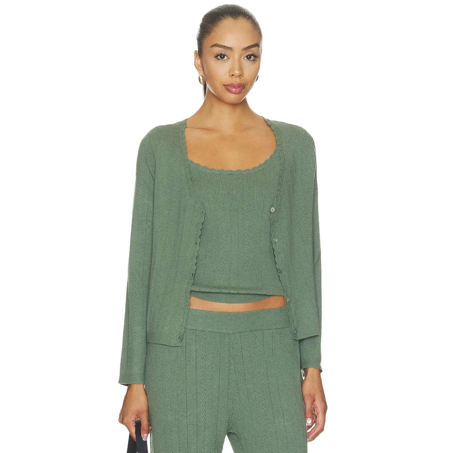 eberjey Pointelle Cardigan in Desert Sage