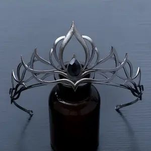 Women's Vintage Gothic Zinc Alloy Soul Crown - Black, Silvery Dark Night Queen Transformation Headpiece, Gothic Cosplay, Halloween Party Accessory