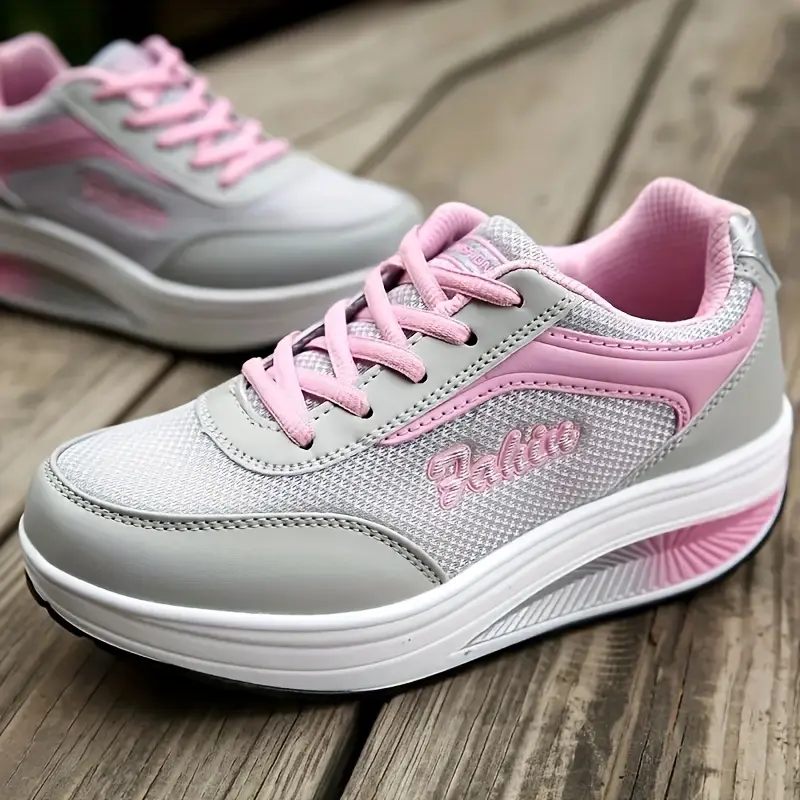Sneakers, Fly Woven Mesh Surface Breathable Soft-soled Walking Casual Shoes, High-soled Platform Cake Shake Women's Shoes