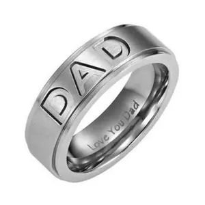 Men's 8MM Stainless Steel DAD Engraved Ring