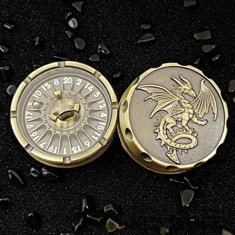 Metallic Dragon Round Spinner Dice Set - BPA-Free, Engraved Symbols, Gift Case Included - 12 Years Above, Ideal Party RPG Game Prop, Any Occasion Decoration