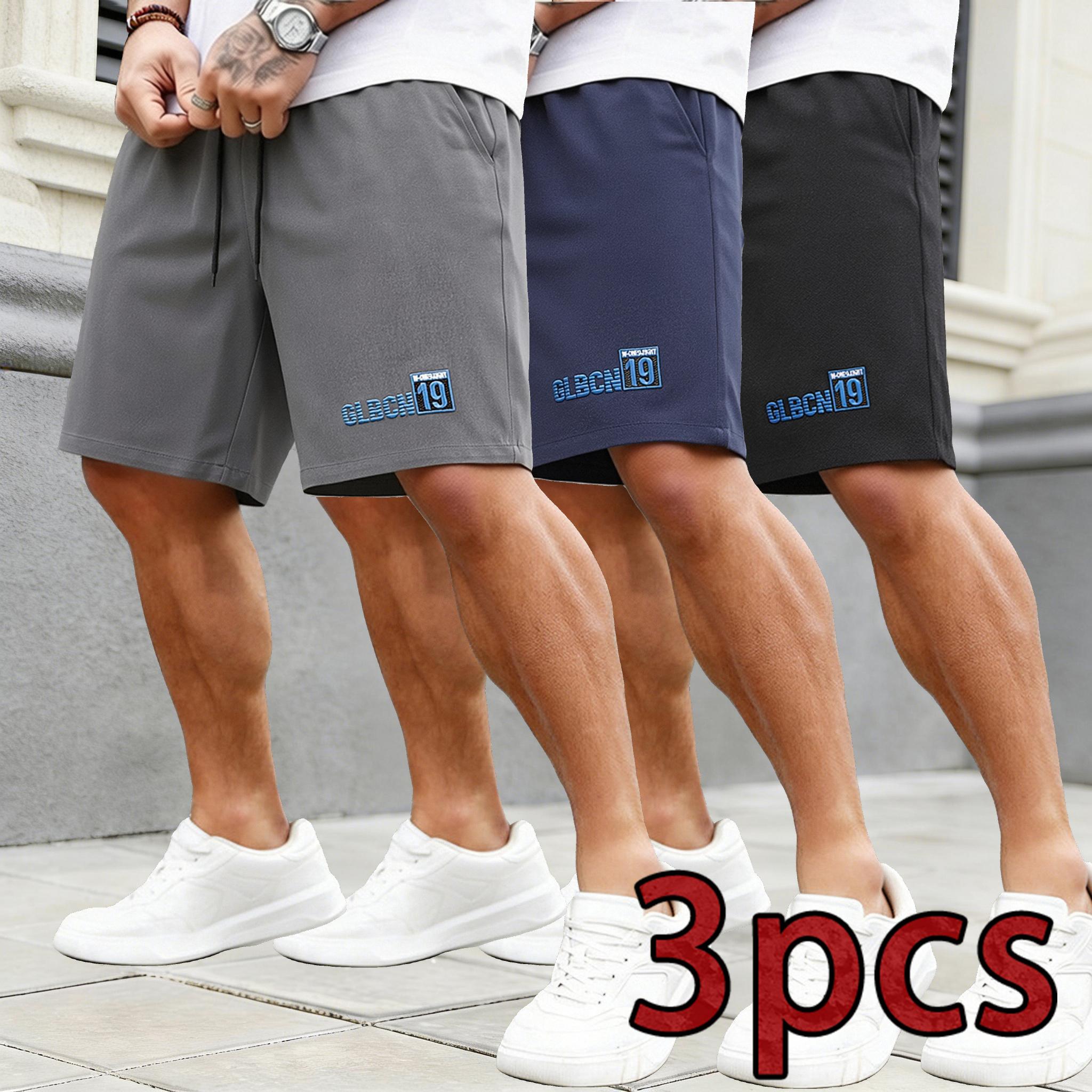 Men’s 3-Pack Casual Drawstring Shorts – Soft, Breathable, Wrinkle-Resistant Summer Shorts; Lightweight Everyday Shorts for Streetwear and Outdoor Activities