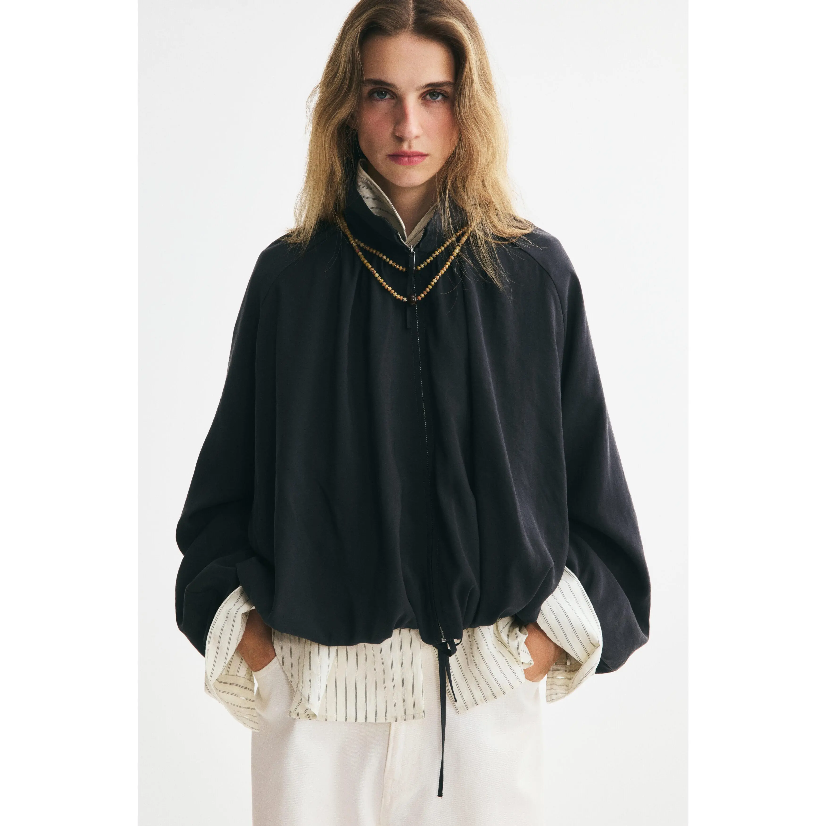 H&M Oversized drawstring-detail jacket