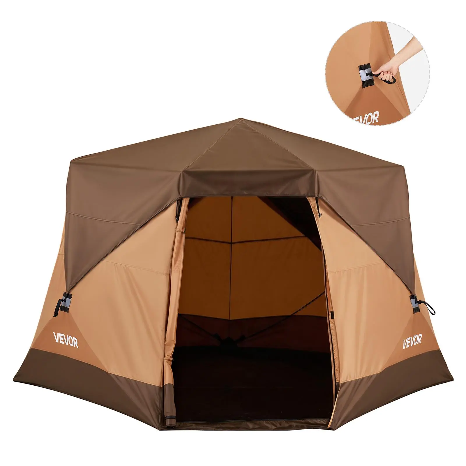 VEVOR Camping Tent, 6 Person Pop Up Instant Cabin Tent with Rainfly & Large Mesh Windows, 60 Seconds Easy Setup, Portable Waterproof Cabin Hub Tents with Carry Bag for Family Outdoor Camping & Hiking#BackToSchool