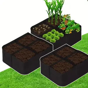 3-Pack Garden Bed Outdoor Planting Bags, 24x24x12 Inches 4-Compartment, Breathable Raised Vegetable Planter, for Potatoes Flowers