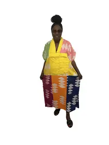 Adire Midi Bubu Dress, Tie & Dye Boubou Dress, One Size Fits Most, Ready to Wear African Dress, Adire Mix Womenswear Womenswear