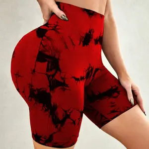 Women's Tie-Dye High Waist Biker Shorts, Tummy Control Scrunch Butt Lifting, Seamless Workout Gym Shorts