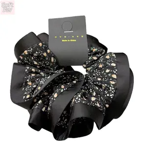 SoftFav 2026 3pcs Vintage Floral Scrunchie Set for Ponytails Pleated Hair Tie Pastoral Style Accessory High-Quality Hair Enthusiast Must-Have Made in China outdoorfun