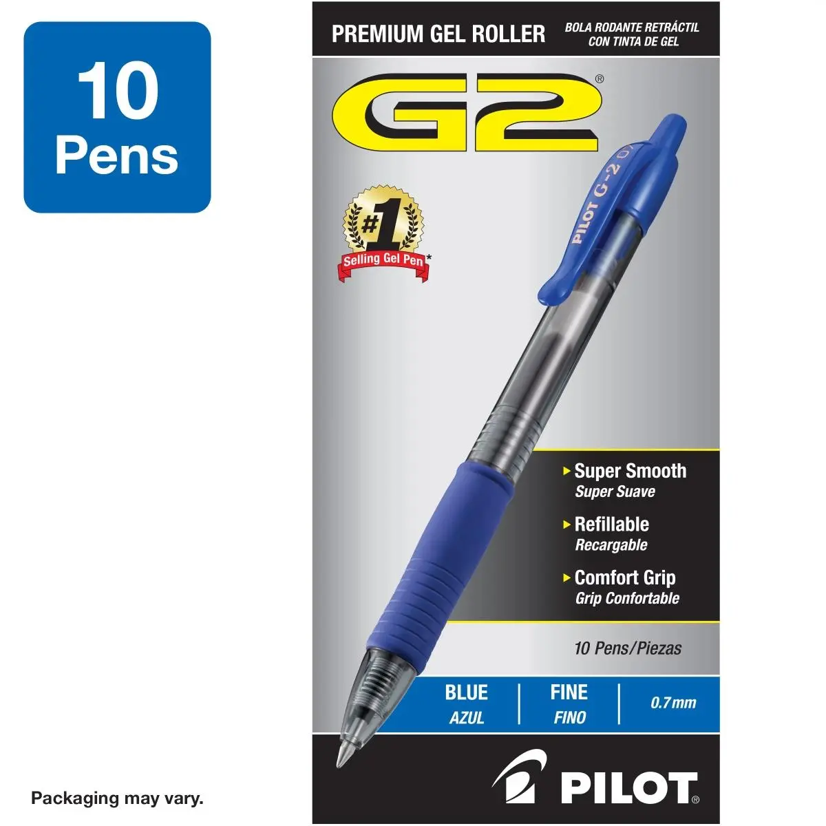PILOT G2 Fine Point Gel Pen - 10-Pack Fine Tip Pens with Black & Blue Ink, Smooth Write Office Stationery for Professional Use, Fine Tip Pen