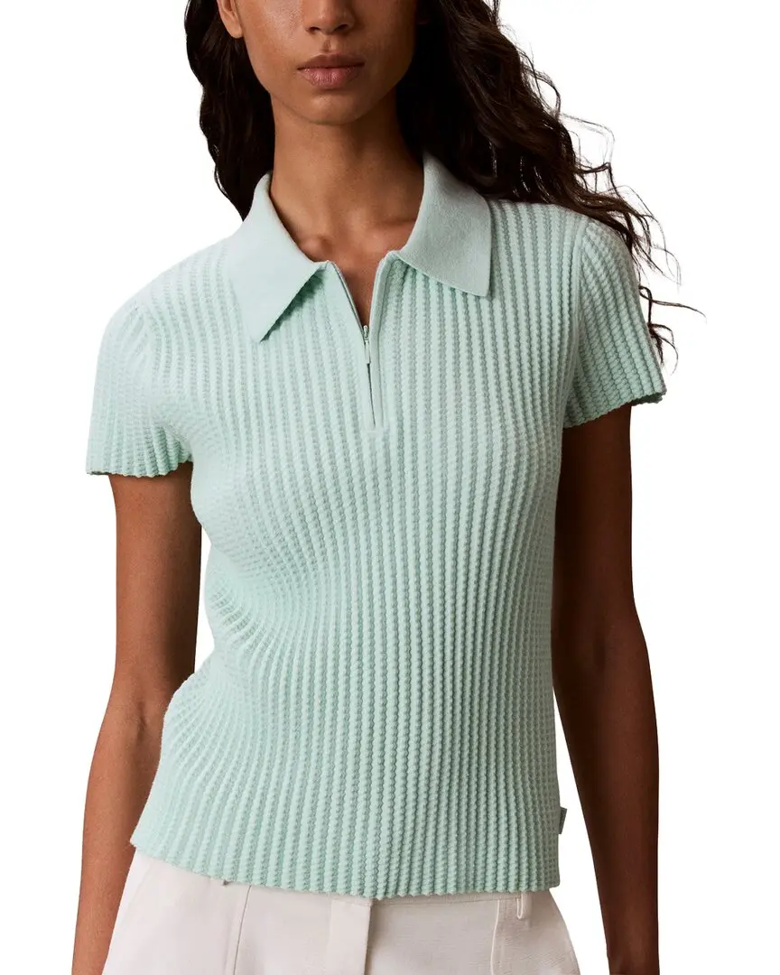 Calvin Klein Zigzag Rib Zip Polo Shirt
