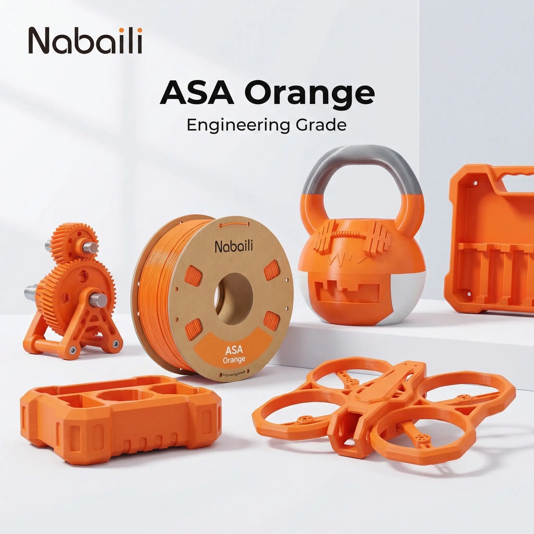Nobaili ASA Engineering-Grade 3D Printing Filament - Orange, Suitable for 3D Printing Projects and Lettering