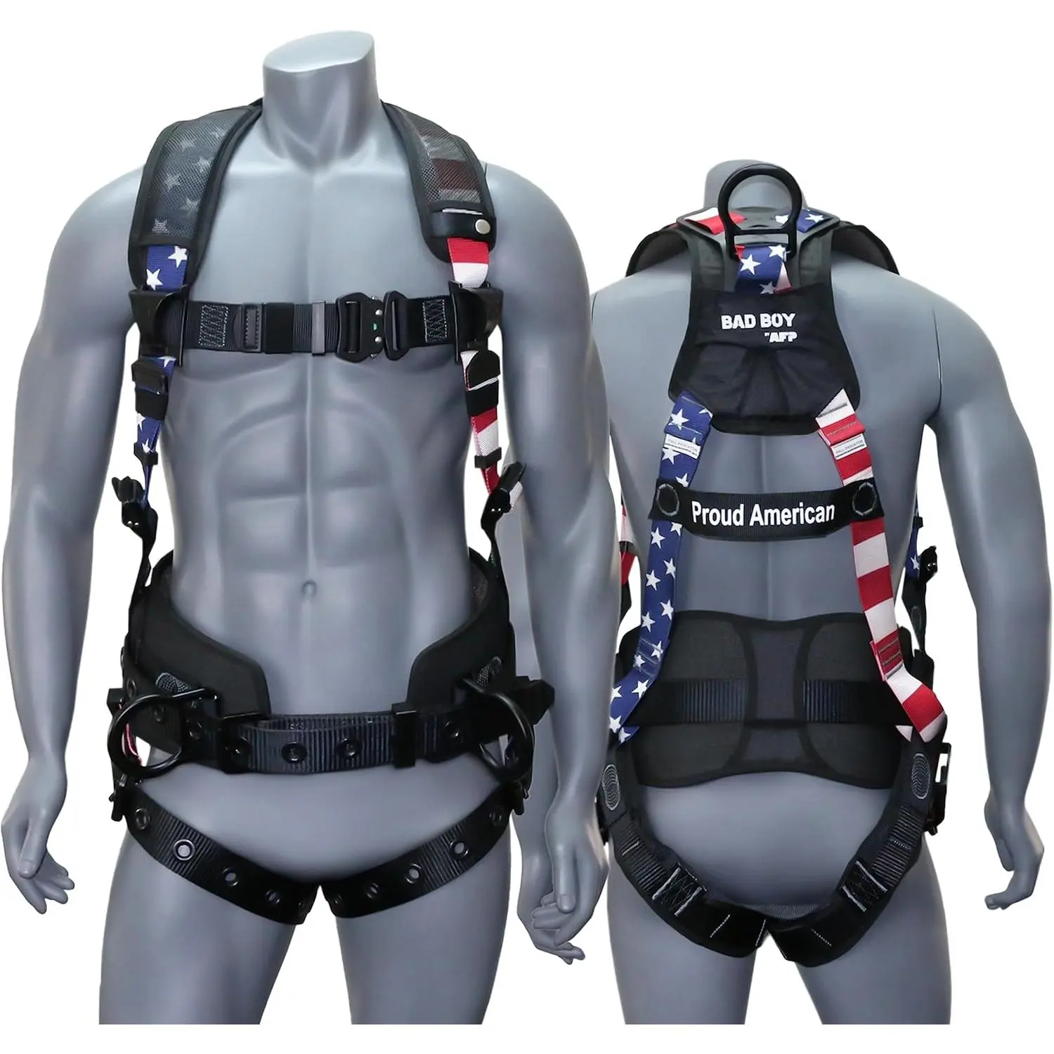 Premium Outdoor Full-Body Fall Protection Safety Harness (AFP) - OSHA/ANSI Certified, 8" Thick Support Belt, Ultrasafe Back Belts, Aluminum D-Rings, Tongue Buckle, Polyester Webbing, 310 lbs Capacity, Fully Tested Design Work Safety PPE, Fall Arrest Back