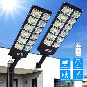 2Pcs Solar Parking Lot Light Solar Street Light Outdoor Solar Street Light Light with Motion Sensor IP65 Waterproof Commercial Lighting 360 SMD LEDs Adjustable Angle Remote Control