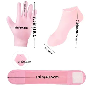 Silicone Moisturizing Socks, Gloves and Neck Strap - Reusable for Dry Cracked Skin Softening Exfoliating - Feet Hand Care Tools Moisturize Nail