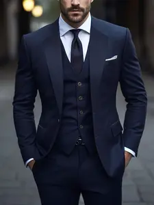Elegant Men'S 3pcs Suit - Slim Fit Tuxedo Set for Weddings & Formal Occasions, Black Suit with White Shirt & Pants, Perfect for Office Meetings and Elegant Events, Formal Attire|Slim Fit Suit|Durable Wedding Wea, Wedding Tuxedos Suits, Formal Wear
